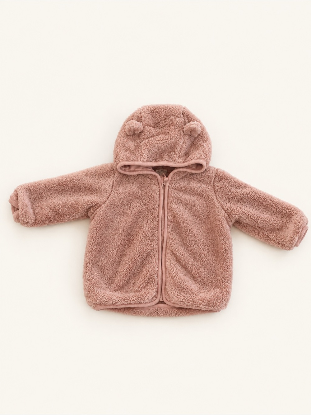 H&M Baby Plush Hooded Jacket in Mauve